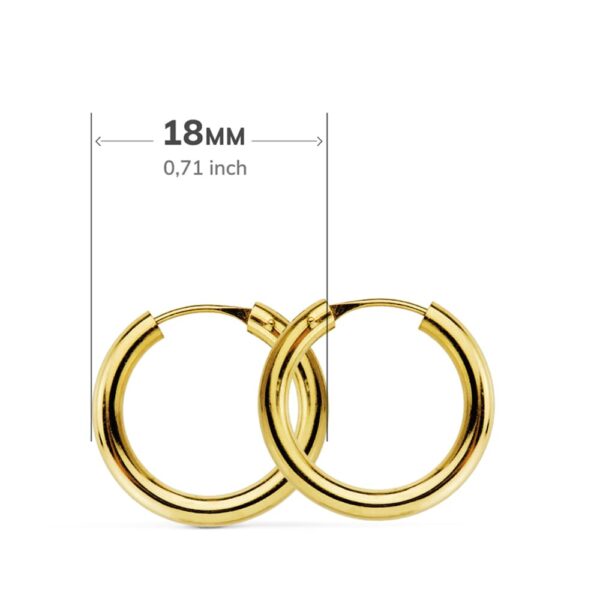 18K AROS ORO AMARILLO REDONDOS LISOS LIGEROS 18X2.5 MM - Imagen 3