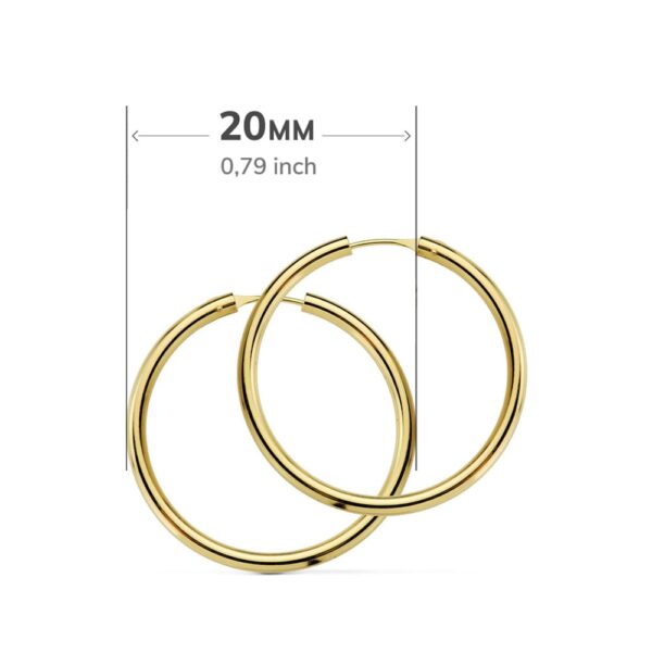 18K AROS ORO AMARILLO REDONDOS LISOS LIGEROS 20X2.5 MM - Imagen 2