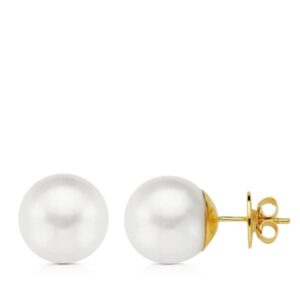 18K PENDIENTES PERLA AUSTRALIANA ORO AMARILLO 12-12.5 MM CIERRE PRESION