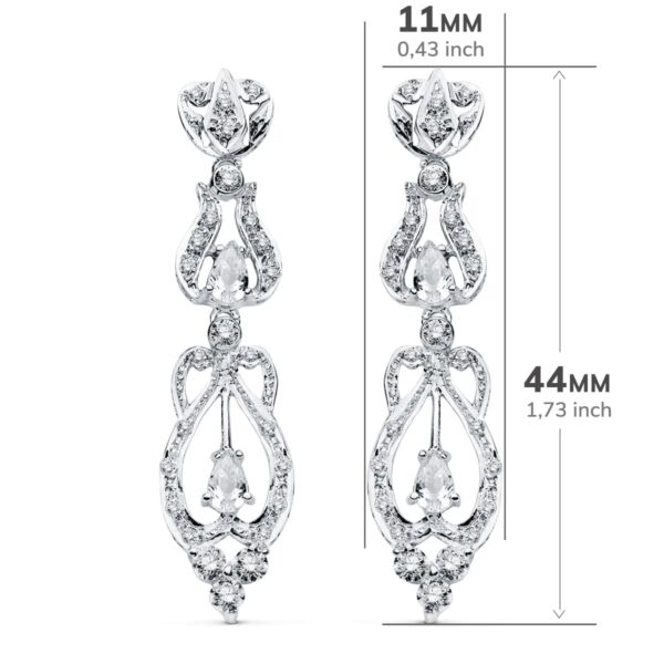 18K PENDIENTES ORO BLANCO CIRCONITA PRESION - Imagen 2