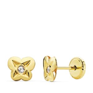 18K PENDIENTES ORO AMARILLO MARIPOSA 6X5.5 MM CIERRE TUERCA