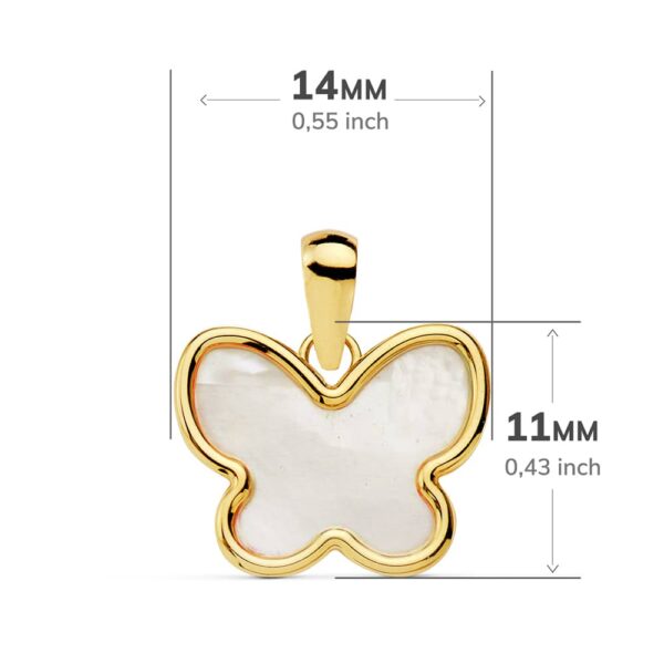 18K COLGANTE ORO AMARILLO MARIPOSA NACAR 14X11 MM - Imagen 3