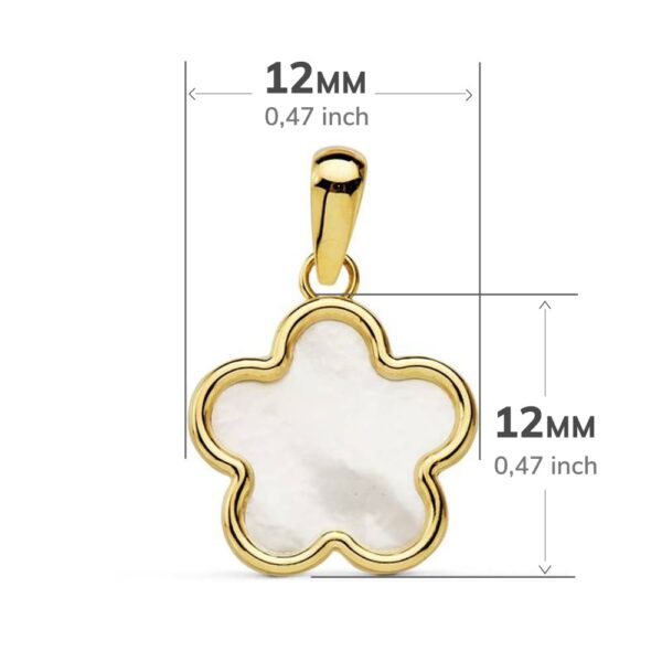 18K COLGANTE ORO AMARILLO FLOR NACAR 12X12 MM - Imagen 2