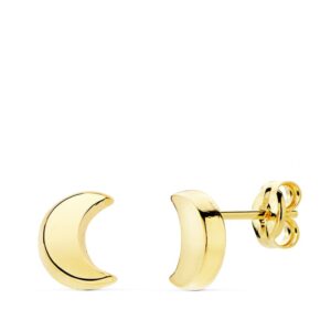 18K PENDIENTES ORO AMARILLO MEDIA LUNA 6.5X 5 MM CIERRE PRESION