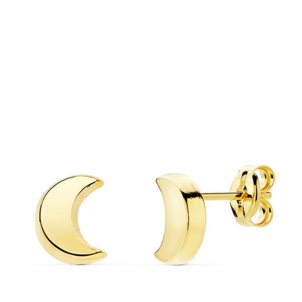 18K PENDIENTES ORO AMARILLO MEDIA LUNA 6.5X 5 MM CIERRE PRESION