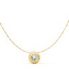 18K COLLAR ORO AMARILLO CON CIRCONITA 6.5 MM GRECA Y CADENA 42CM