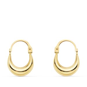18K PENDIENTES ORO AMARILLO HUECOS MORCILLA 11X4 MM CIERRE GANCHO