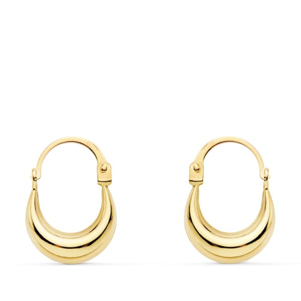 18K PENDIENTES ORO AMARILLO HUECOS MORCILLA 11X4 MM CIERRE GANCHO