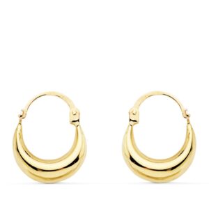18K PENDIENTES ORO AMARILLO HUECOS MORCILLA 13X4 MM CIERRE GANCHO