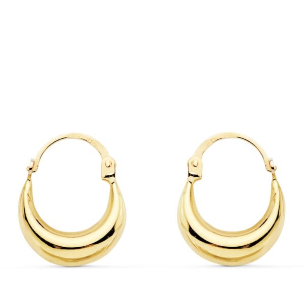 18K PENDIENTES ORO AMARILLO HUECOS MORCILLA 13X4 MM CIERRE GANCHO