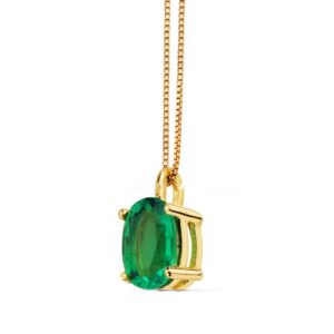 18K COLGANTE ORO AMARILLO CADENA 42CM ESMERALDA RECRISTALIZADA 0.79 QT