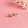 18K PENDIENTES ORO AMARILLO ESMERALDA RECRISTALIZADA 7X5 MM 1.58 QT. PRESION - Imagen 3