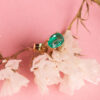 18K PENDIENTES ORO AMARILLO ESMERALDA RECRISTALIZADA 7X5 MM 1.58 QT. PRESION - Imagen 2