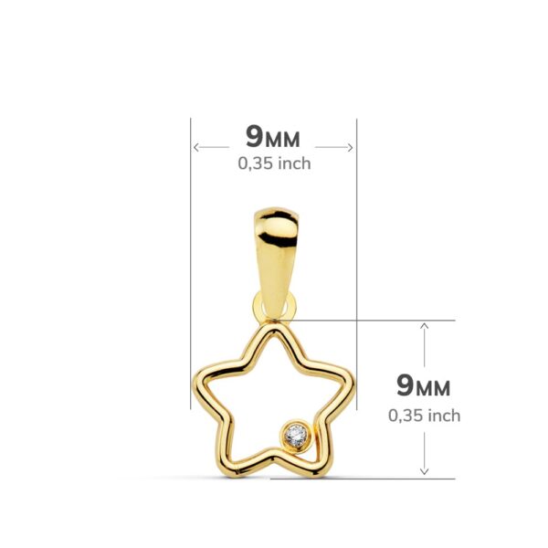 18K COLGANTE ORO AMARILLO ESTRELLA CIRCONITA 9X9 MM - Imagen 2