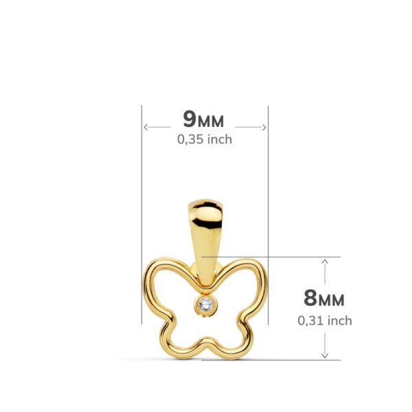 18K COLGANTE ORO AMARILLO MINI MARIPOSA CIRCONITA 9 X 8 MM - Imagen 2