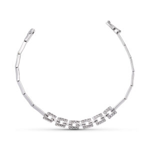 18K PULSERA ORO BLANCO CUADRADOS CIRCONITAS