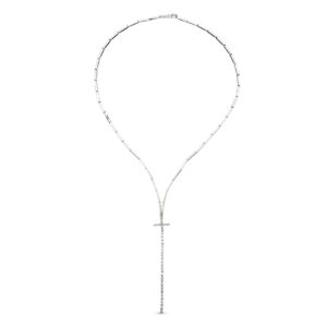 18K GARGANTILLA ORO BLANCO CRUZ CON CIRCONITAS