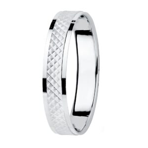 18K ALIANZA ORO BLANCO TALLADA Y BORDES EN BRILLO 3,5 MM