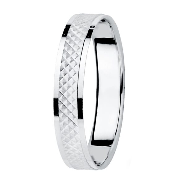 18K ALIANZA ORO BLANCO TALLADA Y BORDES EN BRILLO 3,5 MM