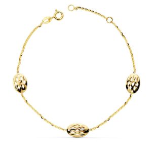 18K PULSERA ORO AMARILLO OVALES CALADOS 19.5CM