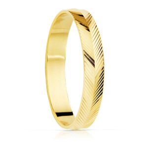 18K ALIANZA ORO AMARILLO TALLADO ESPIGA BRILLO ANCHO: 3.5 MM. TALLA: 10