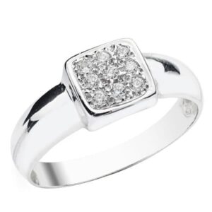 18K SORTIJA ORO BLANCO MACIZA CON CIRCONITA 7 MM