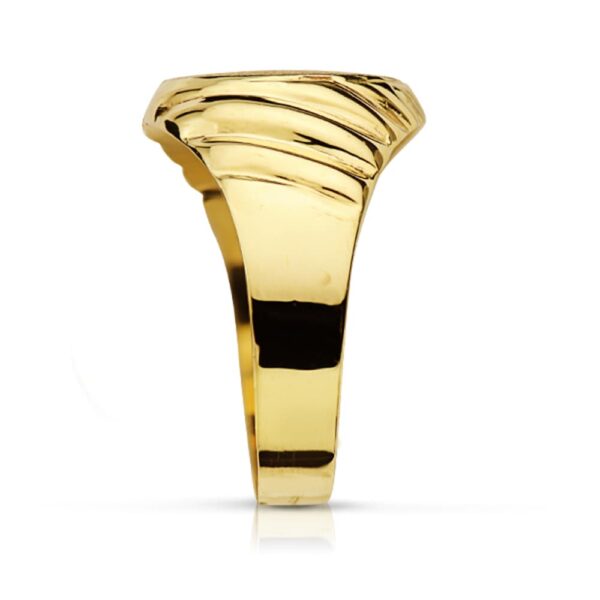 18K SELLO ORO AMARIILO HUECO TALLADO OVAL ZONA GRABADO 13 X 11 MM - Imagen 2