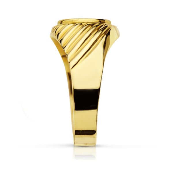 18K SELLO ORO AMARIILO HUECO TALLADO OVAL ZONA GRABADO 10 X 7.5 MM - Imagen 2