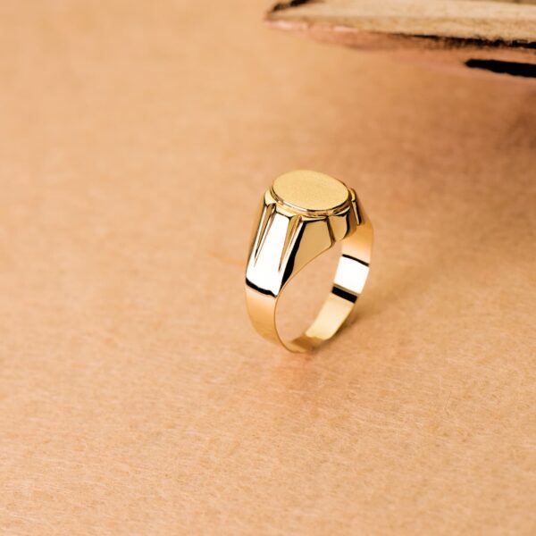 18K SELLO ORO AMARILLO CABALLERO HUECO OVAL LATERAL BRILLO. ZONA GRABADO: 11X9 MM - Imagen 2