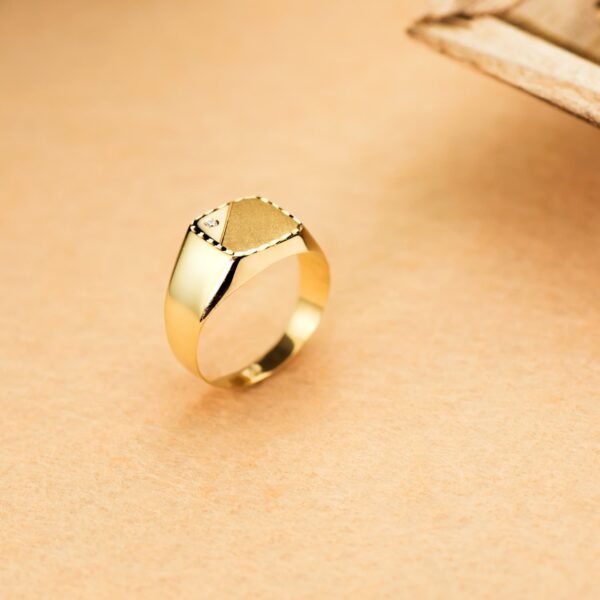 18K SELLO ORO AMARILLO CABALLERO HUECO EN BRILLO CON CIRCONITA CABEZA 12X11 MM - Imagen 2