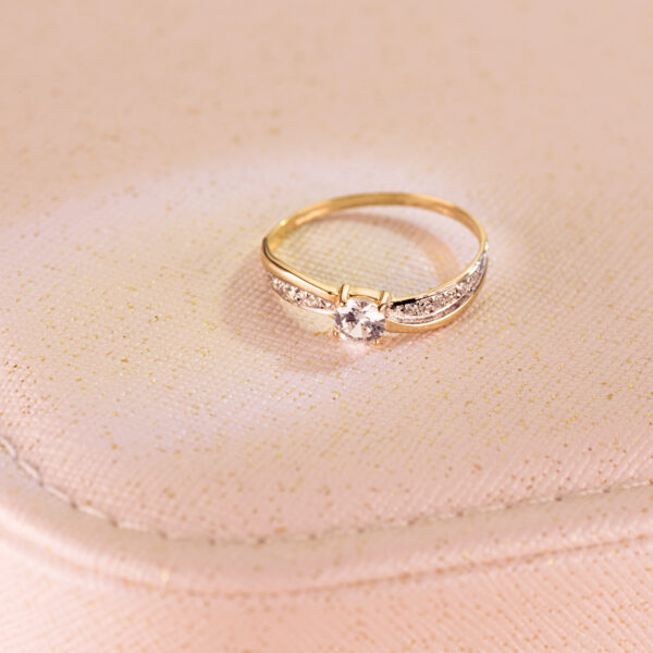 18K SOLITARIO ORO BICOLOR CIRCONITA 4 MM - Imagen 2