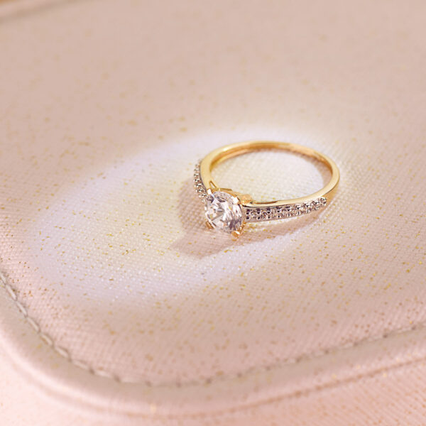 18K SOLITARIO ORO BICOLOR CIRCONITA 6 MM - Imagen 2
