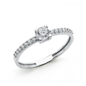 9K SOLITARIO ORO BLANCO CON CIRCONITA DE 4 MM Y LATERAL CON CIRCONITAS