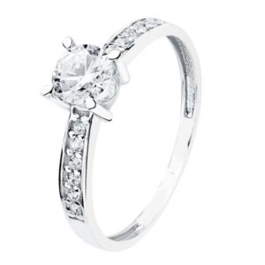 18K SOLITARIO ORO BLANCO CUERPO DE CIRCONITA Y 4 GARRAS CON CIRCONITA DE 5 MM