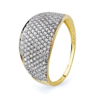 18K SORTIJA ORO BICOLOR CON CIRCONITAS. ANCHO: 12 MM