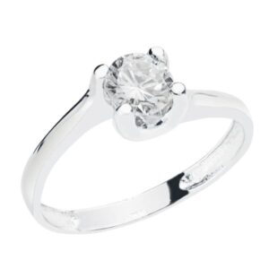 18K SOLITARIO ORO BLANCO CIRCONITA 5.5 MM GARRAS