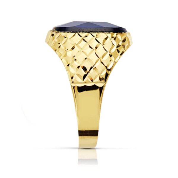 18K SELLO ORO AMARILLO HUECO PIEDRA OVAL ZAFIRO SPINEL 14X10 MM - Imagen 2