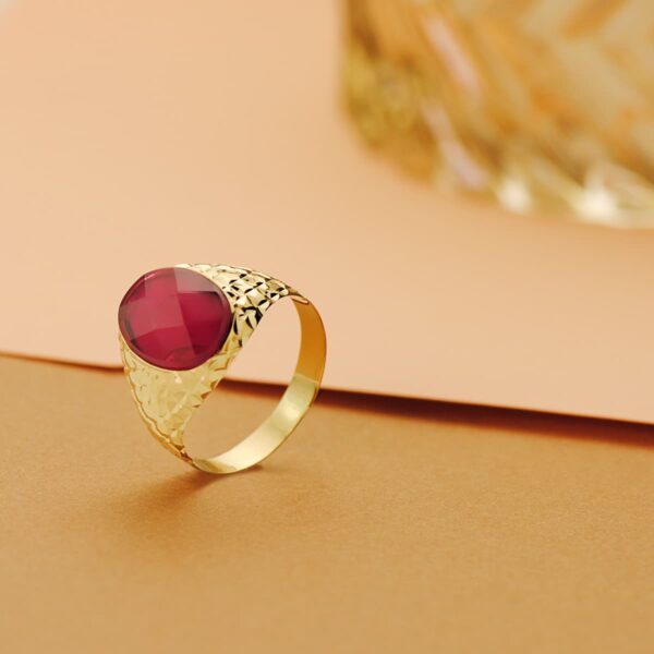 18K SELLO ORO AMARILLO HUECO PIEDRA OVAL RUBI SPINEL 14X10 MM - Imagen 2