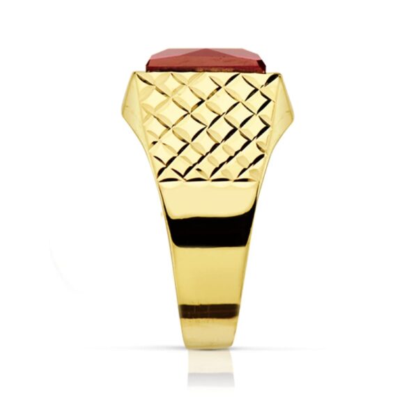 18K SELLO ORO AMARILLO CABALLERO PIEDRA RUBI SPINEL 10X8 MM - Imagen 2
