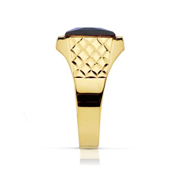 18K SELLO ORO AMARILLO CADETE PIEDRA 9X7 MM ZAFIRO SPINEL TALLA - Imagen 2