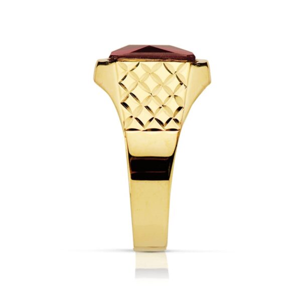 9K SELLO ORO AMARILLO CADETE PIEDRA 9X7 MM RUBI SPINEL TALLADO - Imagen 2