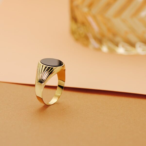 18K SELLO ORO AMARILLO PIEDRA ONIX OVAL 12X10 MM - Imagen 2