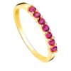 18K SORTIJA ORO AMARILLO 7 CIRCONITA ROJAS GARRAS ANCHO CUERPO 2 MM