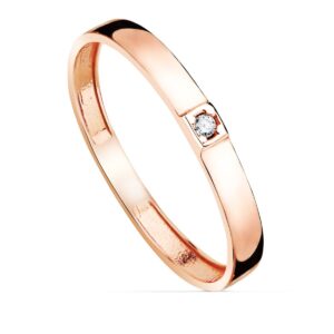 18K SORTIJA ORO ROSA BRILLO 1 CIRCONITA ANCHO 2.2 MM