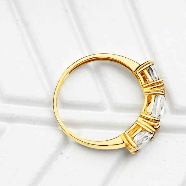 18K SORTIJA ORO AMARILLO 3 CIRCONITA TALLA OVAL 7X5 MM ANCHO 2.2 MM - Imagen 2