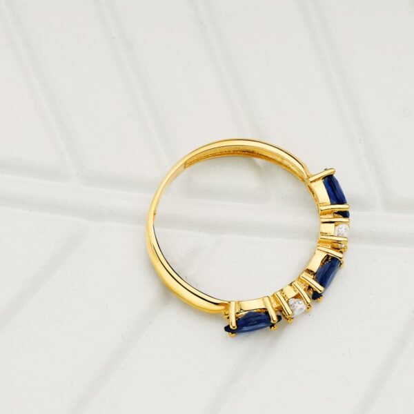 18K SORTIJA ORO AMARILLO 3 CIRCONITA ROJAS TALLA MARQUISE ANCHO 3 MM - Imagen 2
