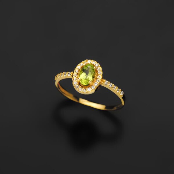 18K SORTIJA ORO AMARILLO CON OLIVINA Y CIRCONITA OLIVINA 6X4 MM 0,47 QTS - Imagen 2