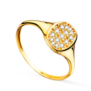 18K SELLO ORO AMARILLO MUJER CABEZA TONEL CON CIRCONITA 9X7 MM