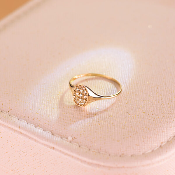 18K SELLO ORO AMARILLO MUJER CABEZA TONEL CON CIRCONITA 9X7 MM - Imagen 2