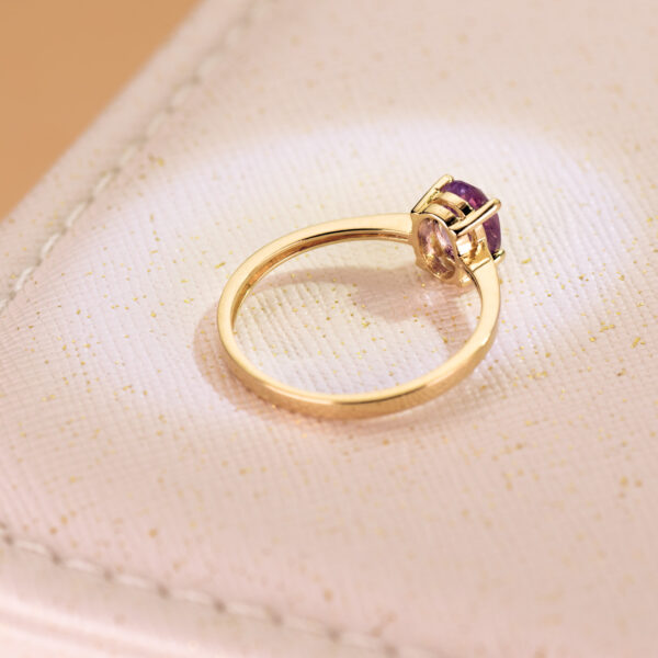 18K SORTIJA ORO AMARILLO GARRAS PIEDRA AMATISTA 7 X 5MM ANCHO CUERPO 2MM - Imagen 3